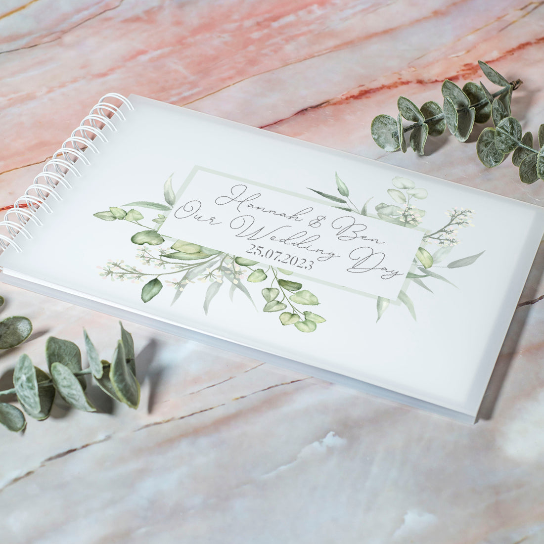 Frosted Acrylic Watercolour Eucalyptus Wedding Guest Book-Weddings by Lumi