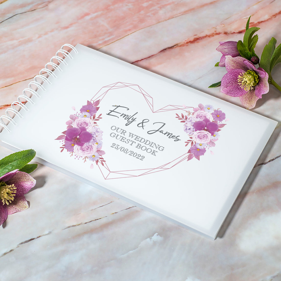 Frosted Acrylic Geometric Heart Wedding Guest Book-Weddings by Lumi