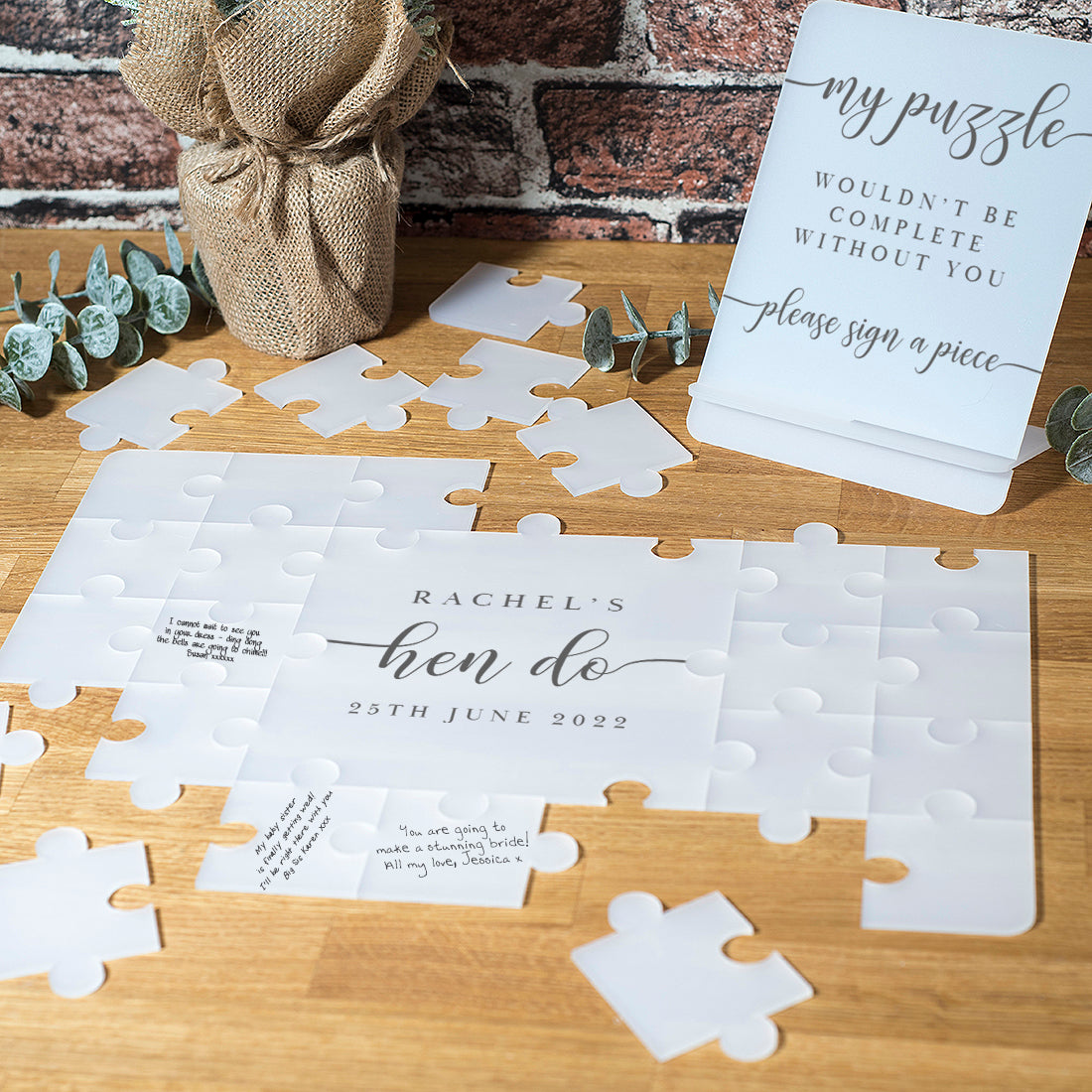 Frosted Acrylic Classic Hen Party Signing Puzzle Jigsaw-Weddings by Lumi