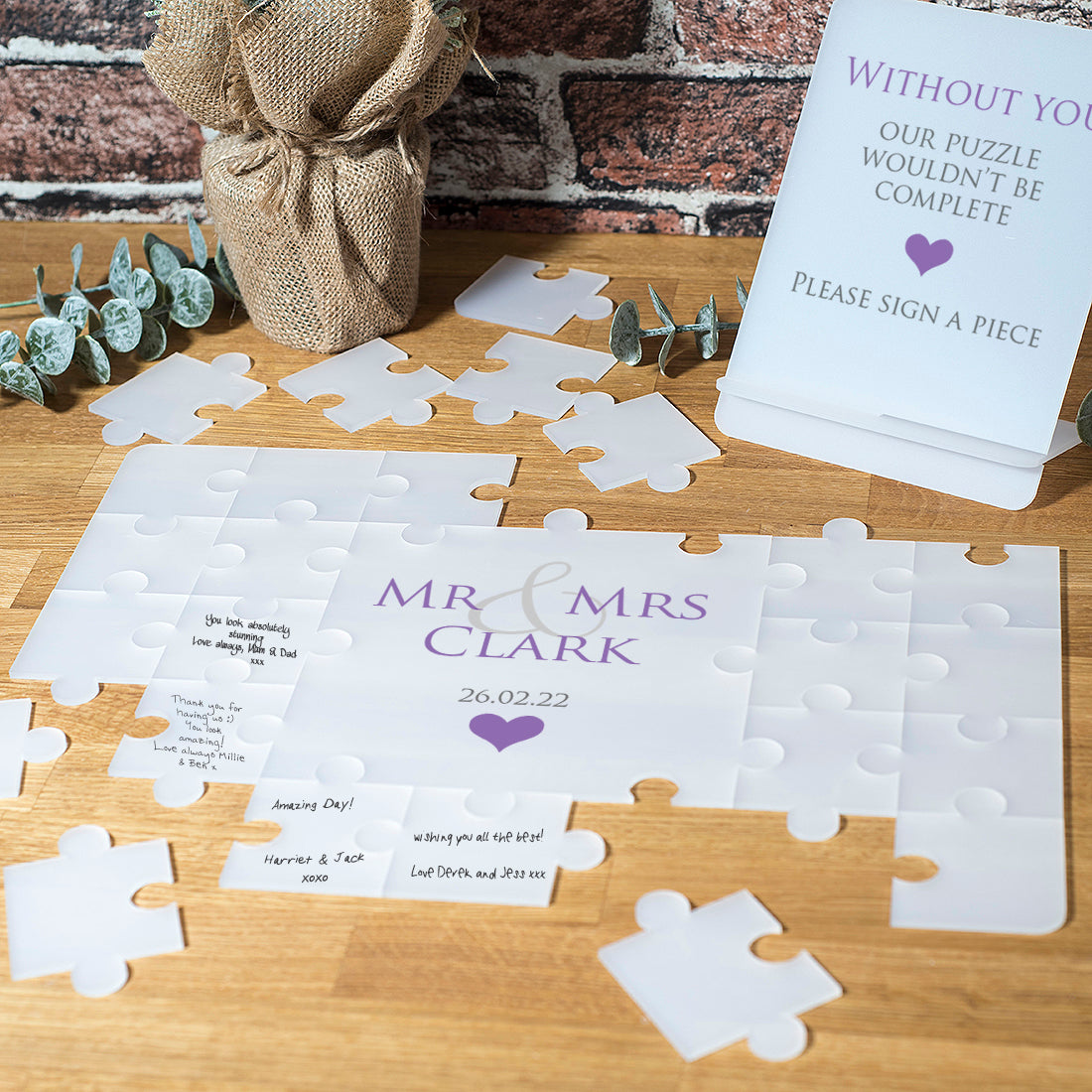Frosted Acrylic Mr & Mrs Wedding Signing Puzzle Jigsaw-Weddings by Lumi