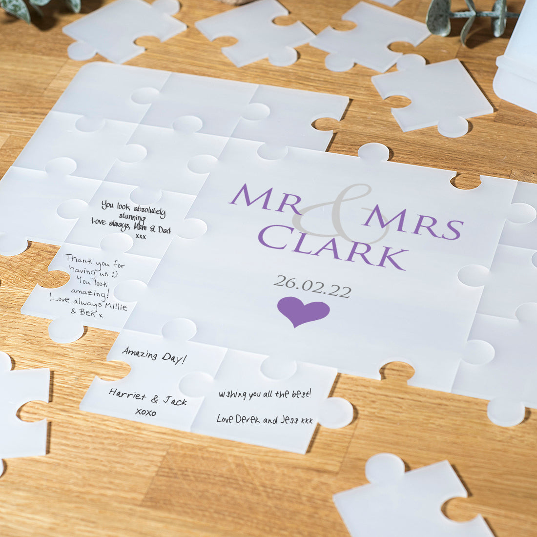 Frosted Acrylic Mr & Mrs Wedding Signing Puzzle Jigsaw-Weddings by Lumi
