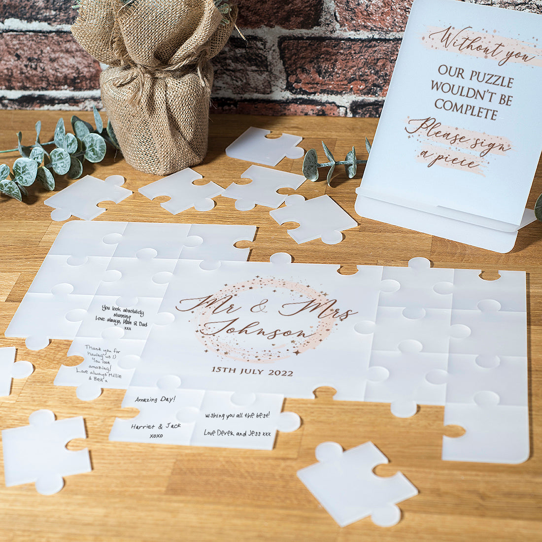 Frosted Acrylic Sparkle Wedding Signing Puzzle Jigsaw-Weddings by Lumi