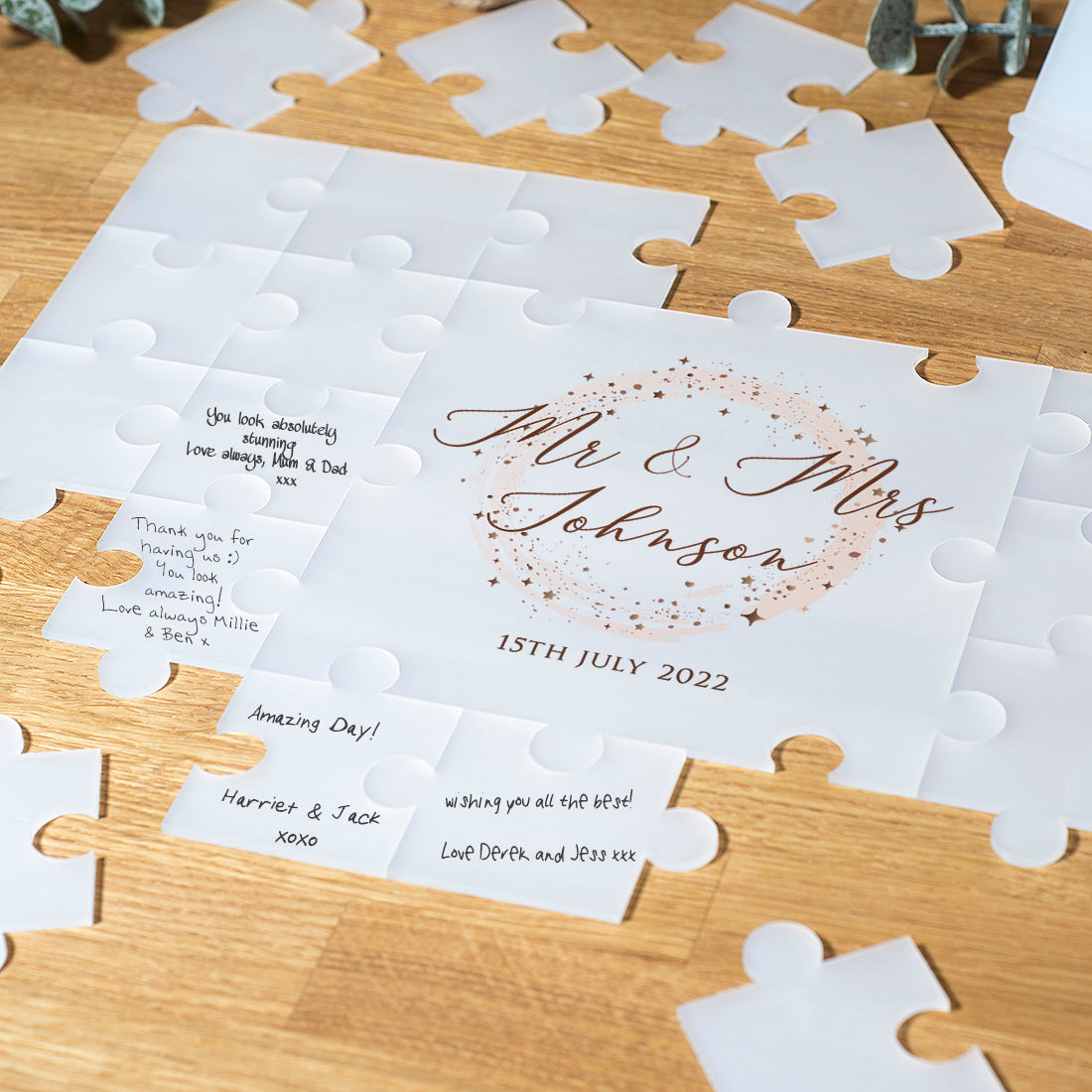 Frosted Acrylic Sparkle Wedding Signing Puzzle Jigsaw-Weddings by Lumi