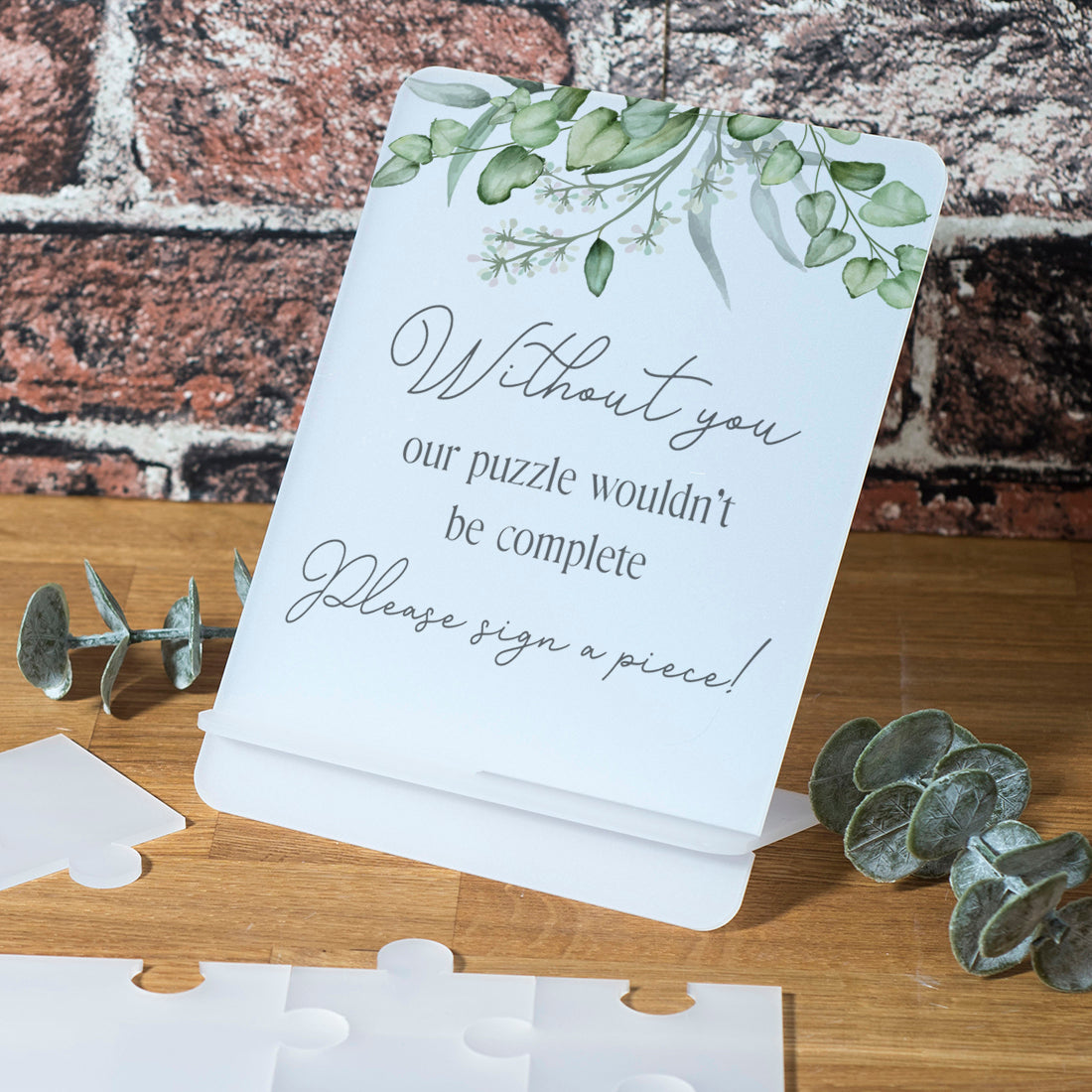 Frosted Acrylic Eucalyptus Wedding Signing Puzzle Jigsaw-Weddings by Lumi