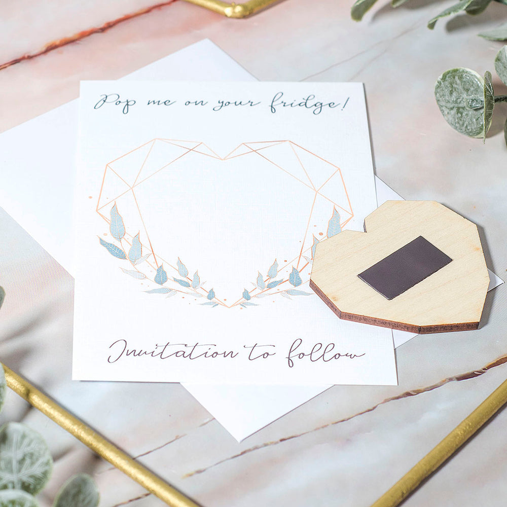 Geometric Botanical Heart Wedding Save The Date Magnet-Weddings by Lumi