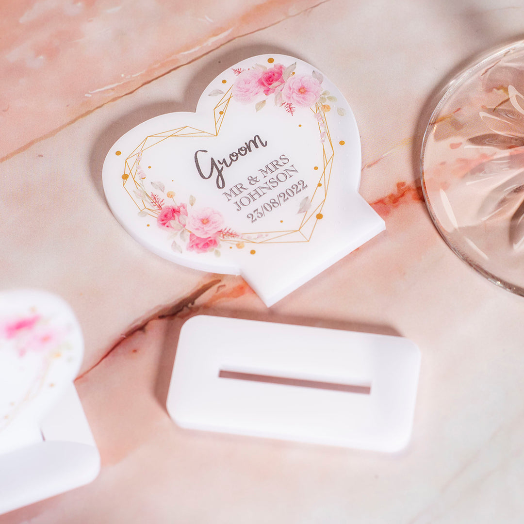 Geometric Floral Heart Acrylic Place Settings-Weddings by Lumi