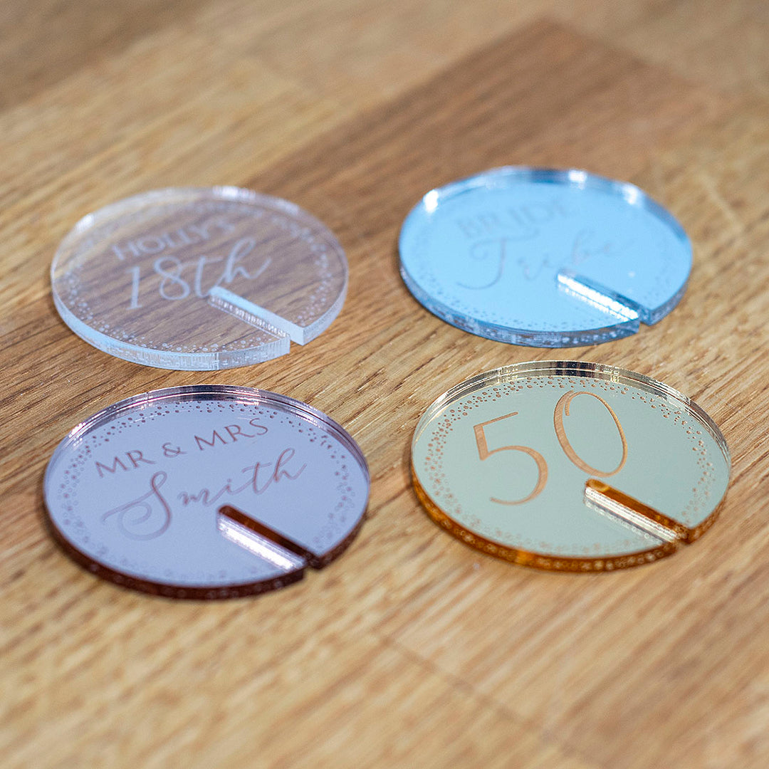 Acrylic Sparkly Circle Wine Glass Charm Party Favours-Weddings by Lumi