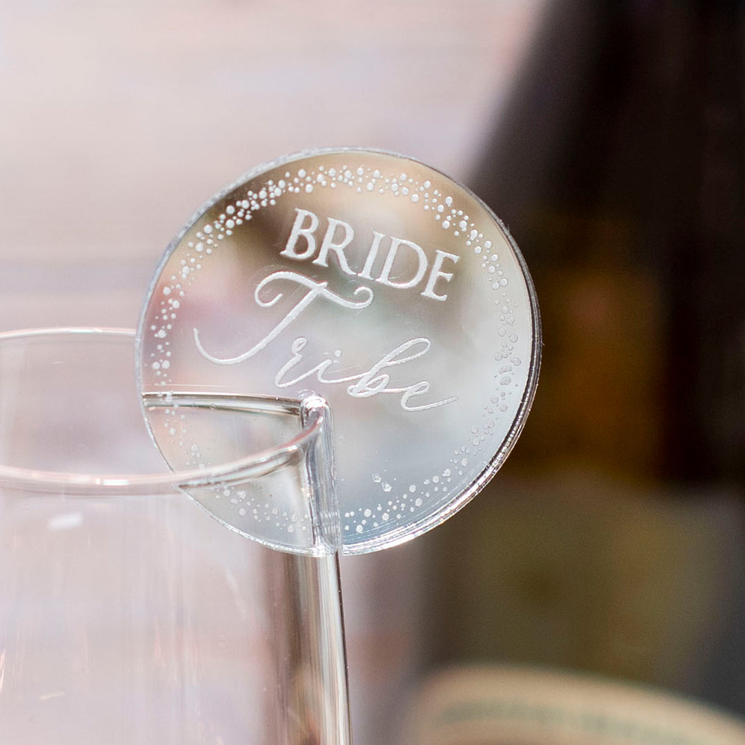 Acrylic Sparkly Circle Wine Glass Charm Party Favours-Weddings by Lumi
