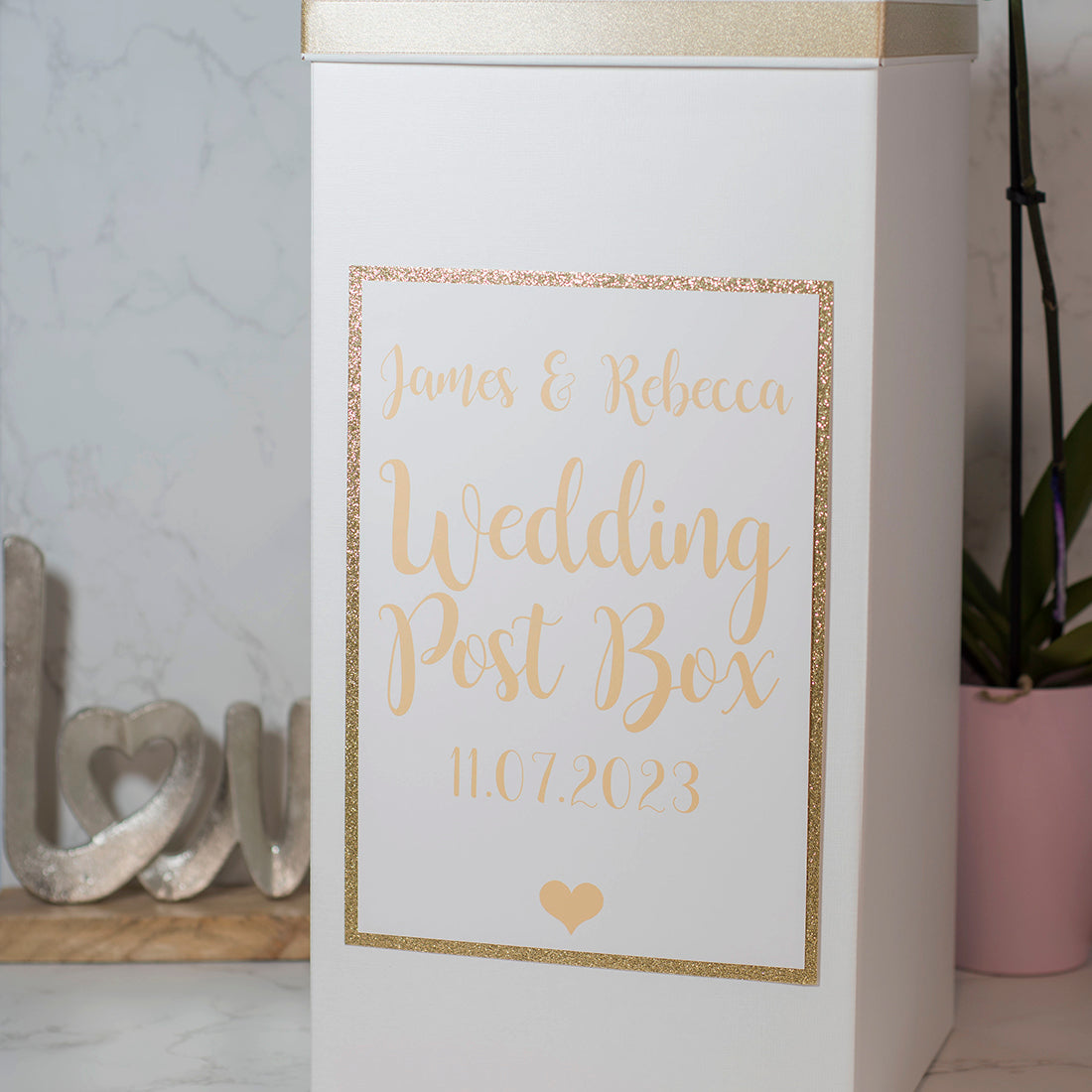 Gold Sparkle Glitter Wedding Card Post Box-Weddings by Lumi