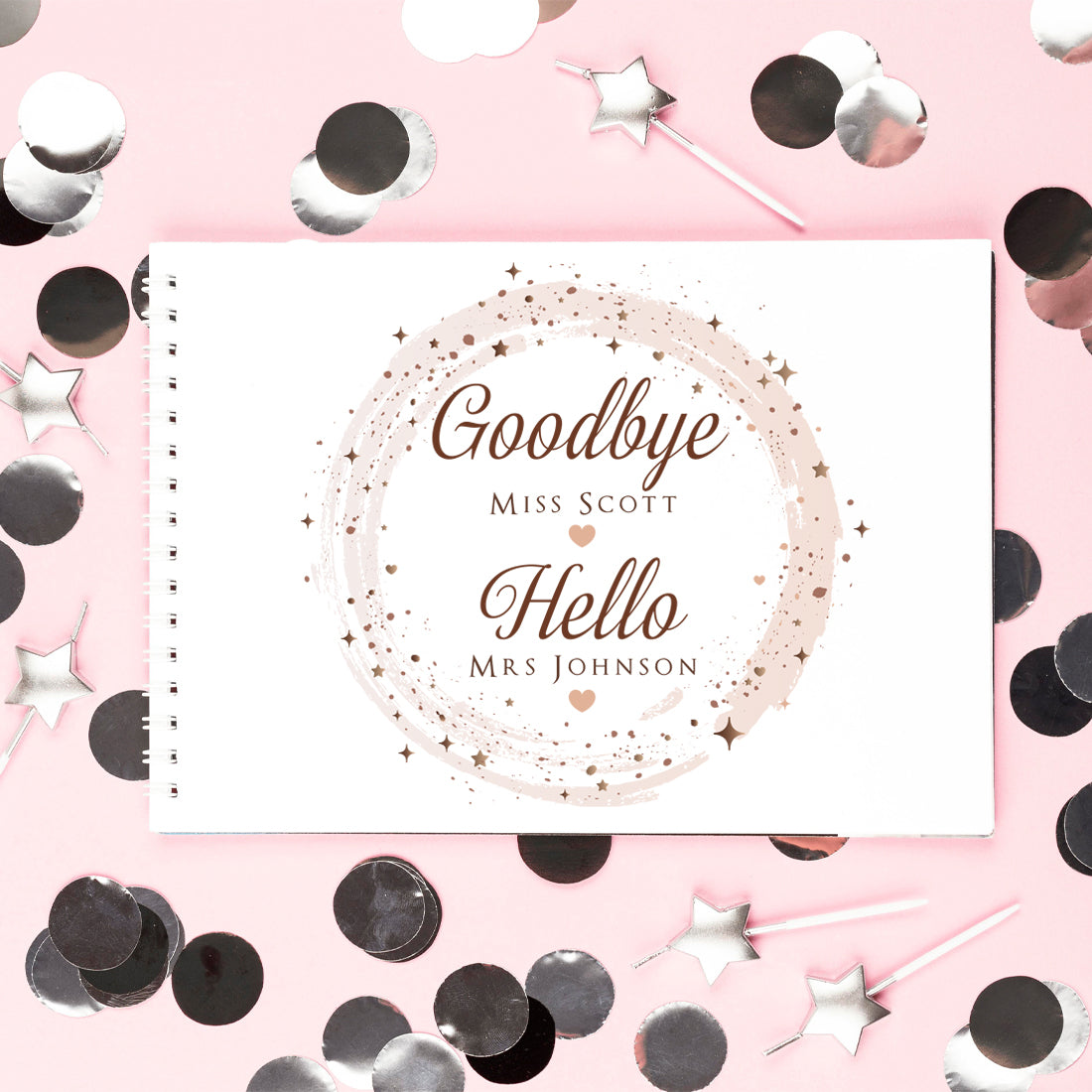 Goodbye Miss Hello Mrs Hen Party Sparkly Circle Guest Book Scrapbook-Weddings by Lumi