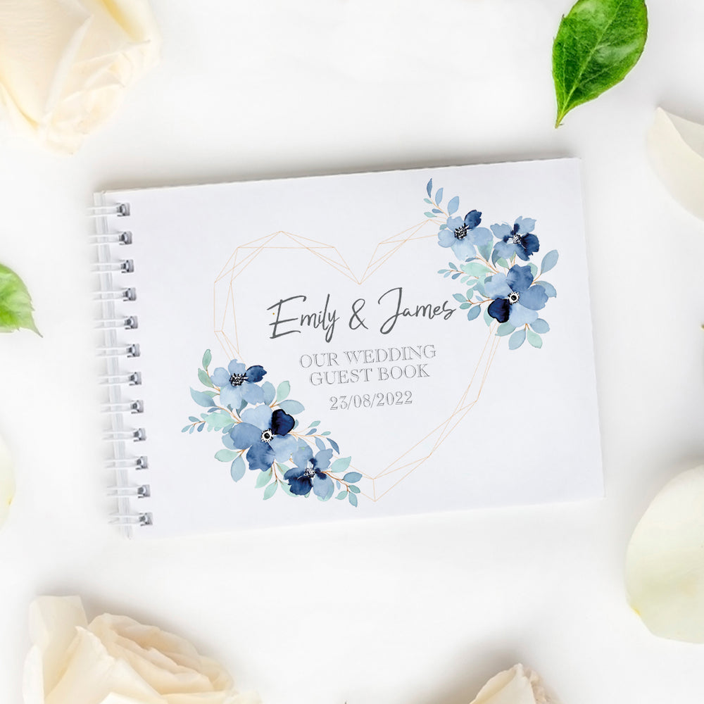 Geometric Floral Heart Wedding Guest Book-Weddings by Lumi