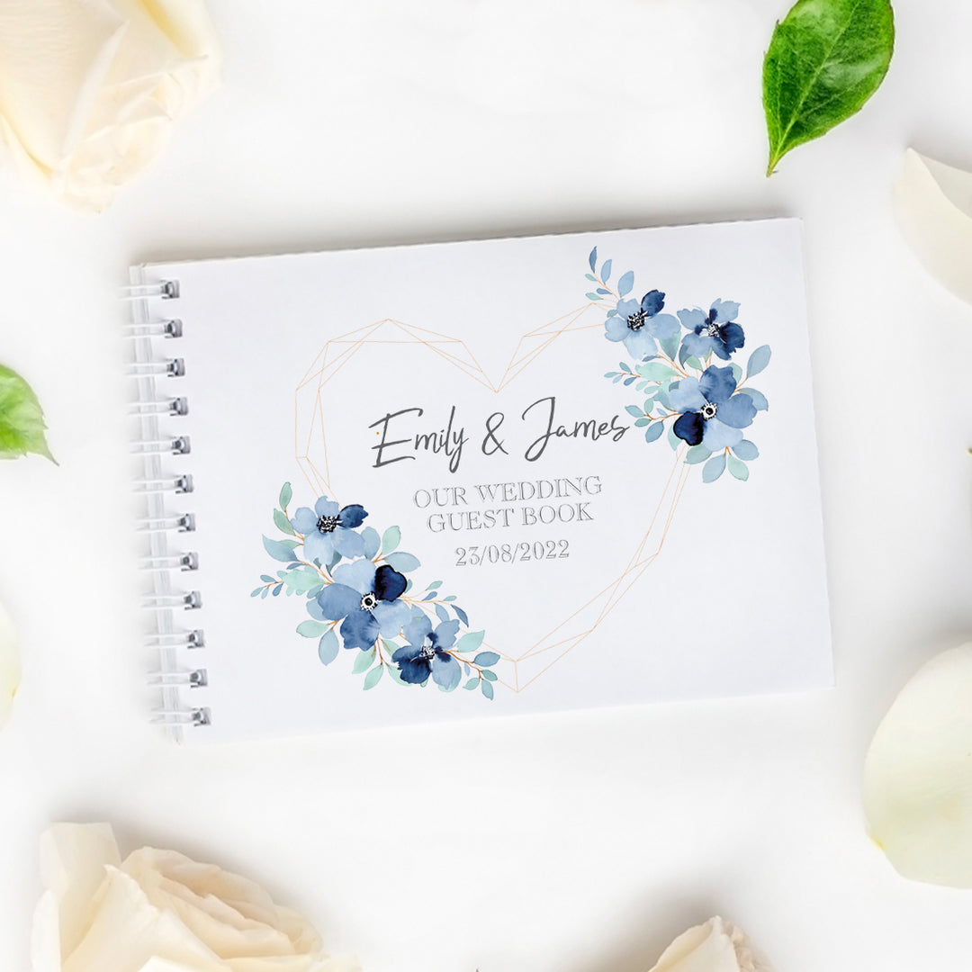 Geometric Floral Heart Wedding Guest Book-Weddings by Lumi