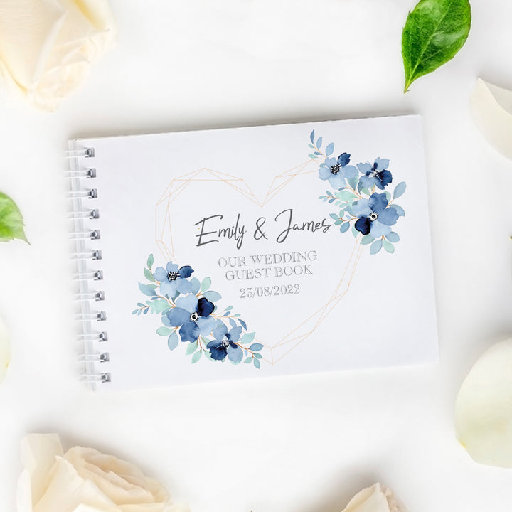 Geometric Floral Heart Wedding Guest Book-Weddings by Lumi