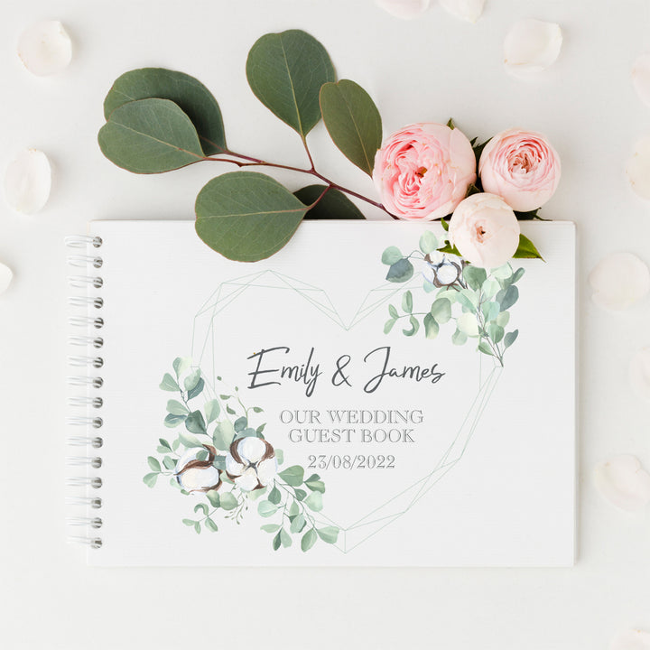 Geometric Floral Heart Wedding Guest Book-Weddings by Lumi