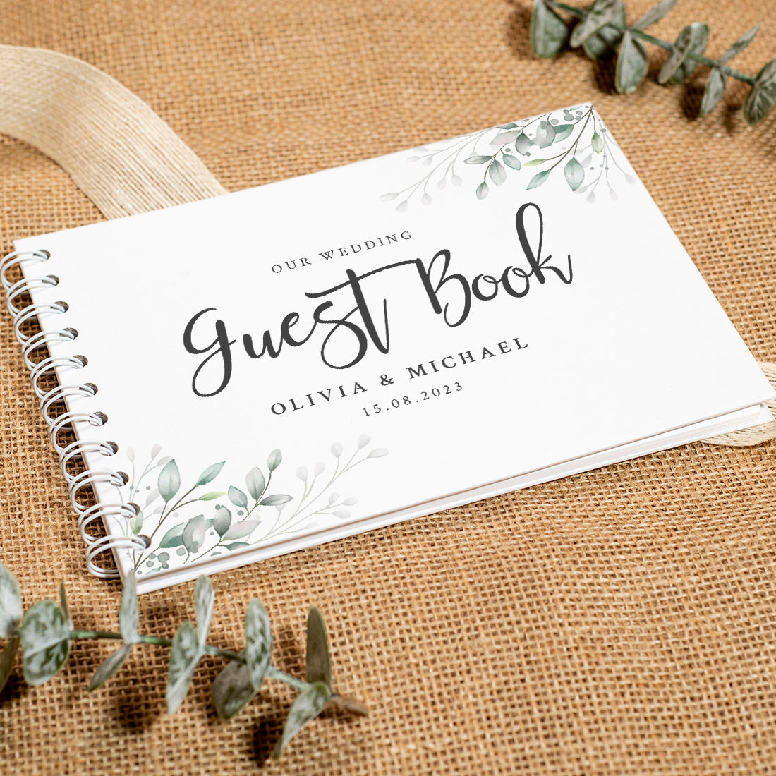 Botanical Wreath Wedding Guest Book-Weddings by Lumi