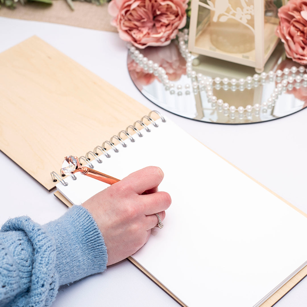 Wildflower Meadow Wooden Engraved Rustic Wedding Guest Book-Weddings by Lumi