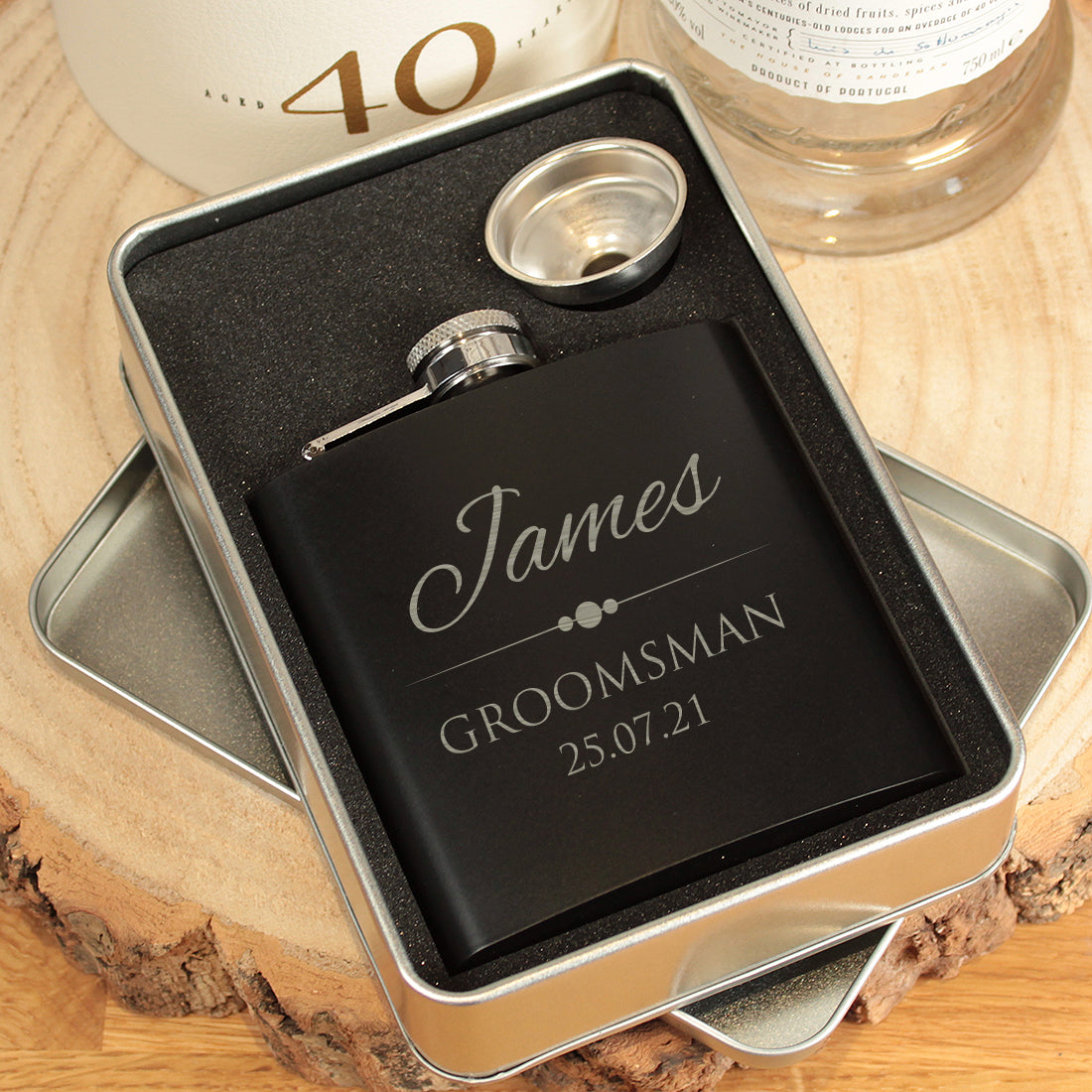 Name Wedding Date and Role Groomsmen Hip Flask-Weddings by Lumi