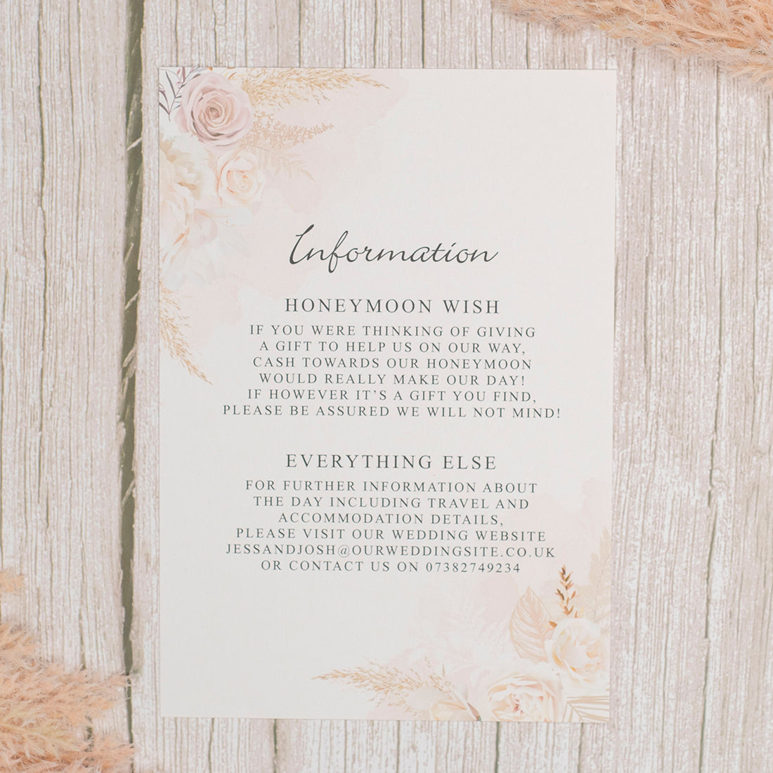 Blush Flowers A5 Postcard Invitation-Weddings by Lumi
