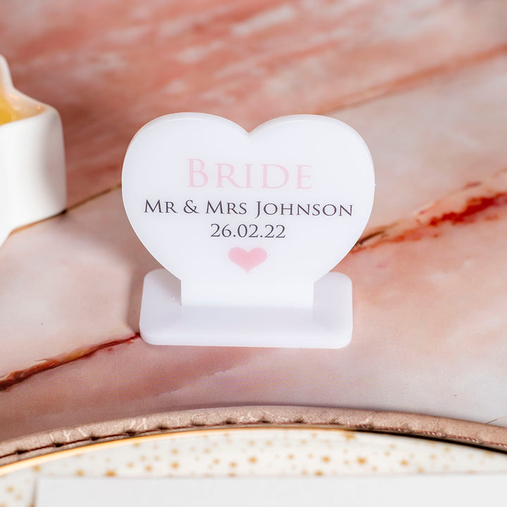 Love Heart White Acrylic Freestanding Wedding Place Settings Table Decorations-Weddings by Lumi