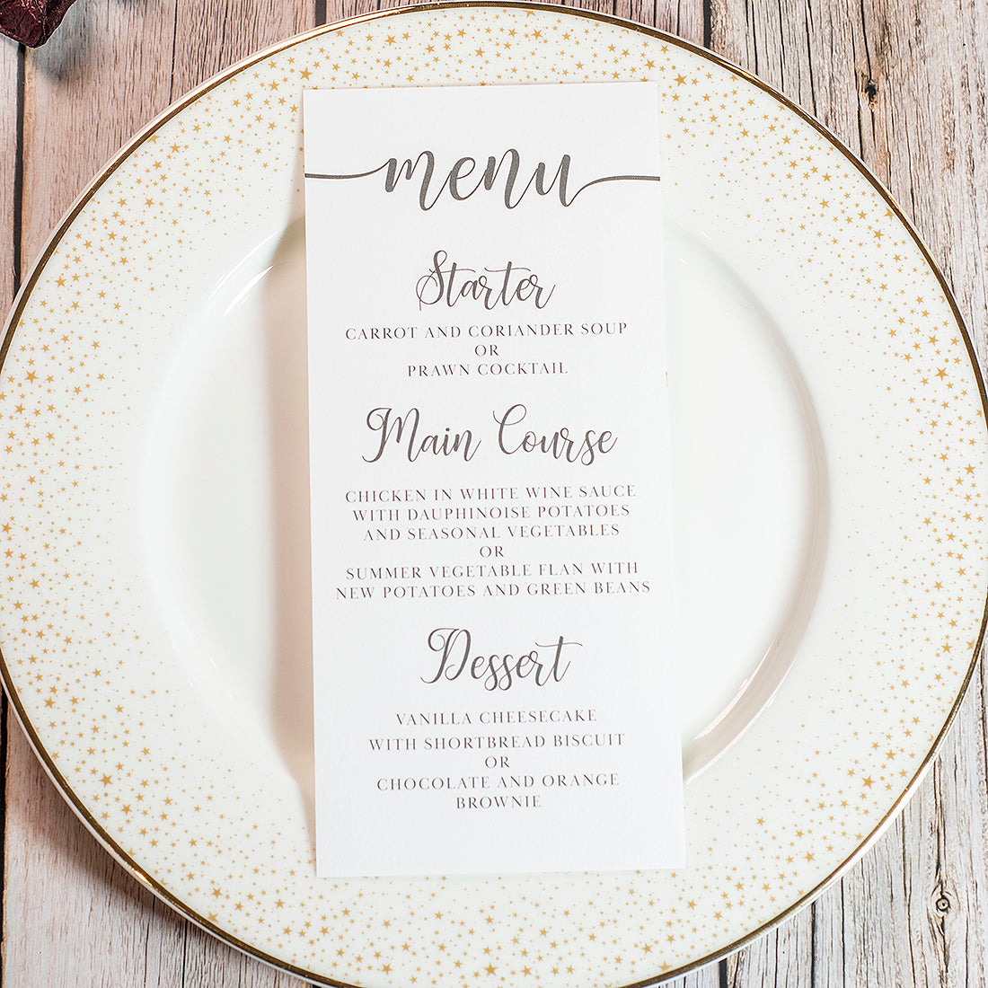Classic Script Menu Postcard – Weddings by Lumi