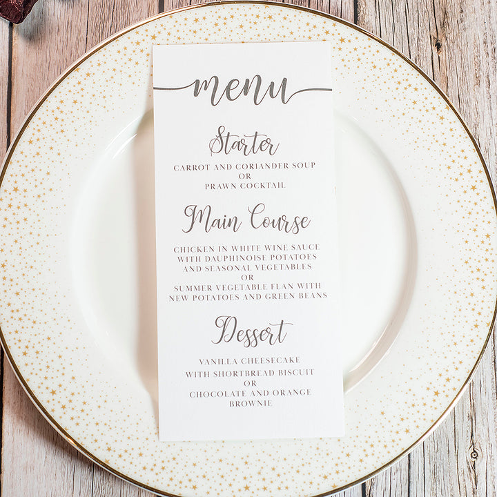 Classic Script Menu Postcard-Weddings by Lumi