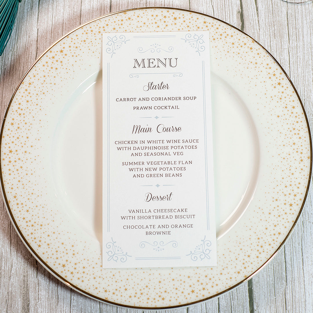 Elegance Menu Postcard-Weddings by Lumi