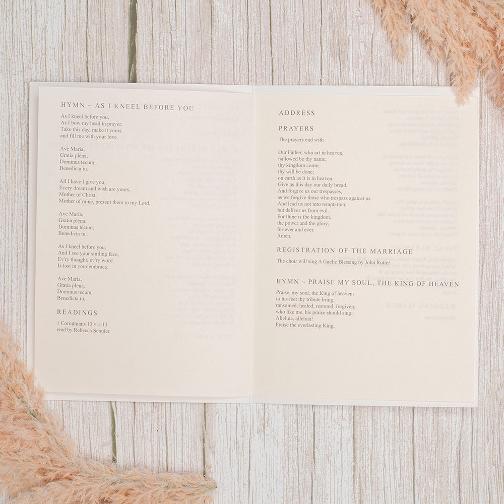 Blush Flowers Order of Service or Day Booklet-Weddings by Lumi