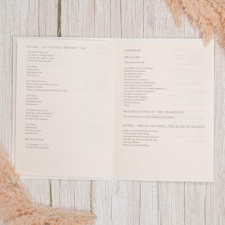 Blush Flowers Order of Service or Day Booklet-Weddings by Lumi