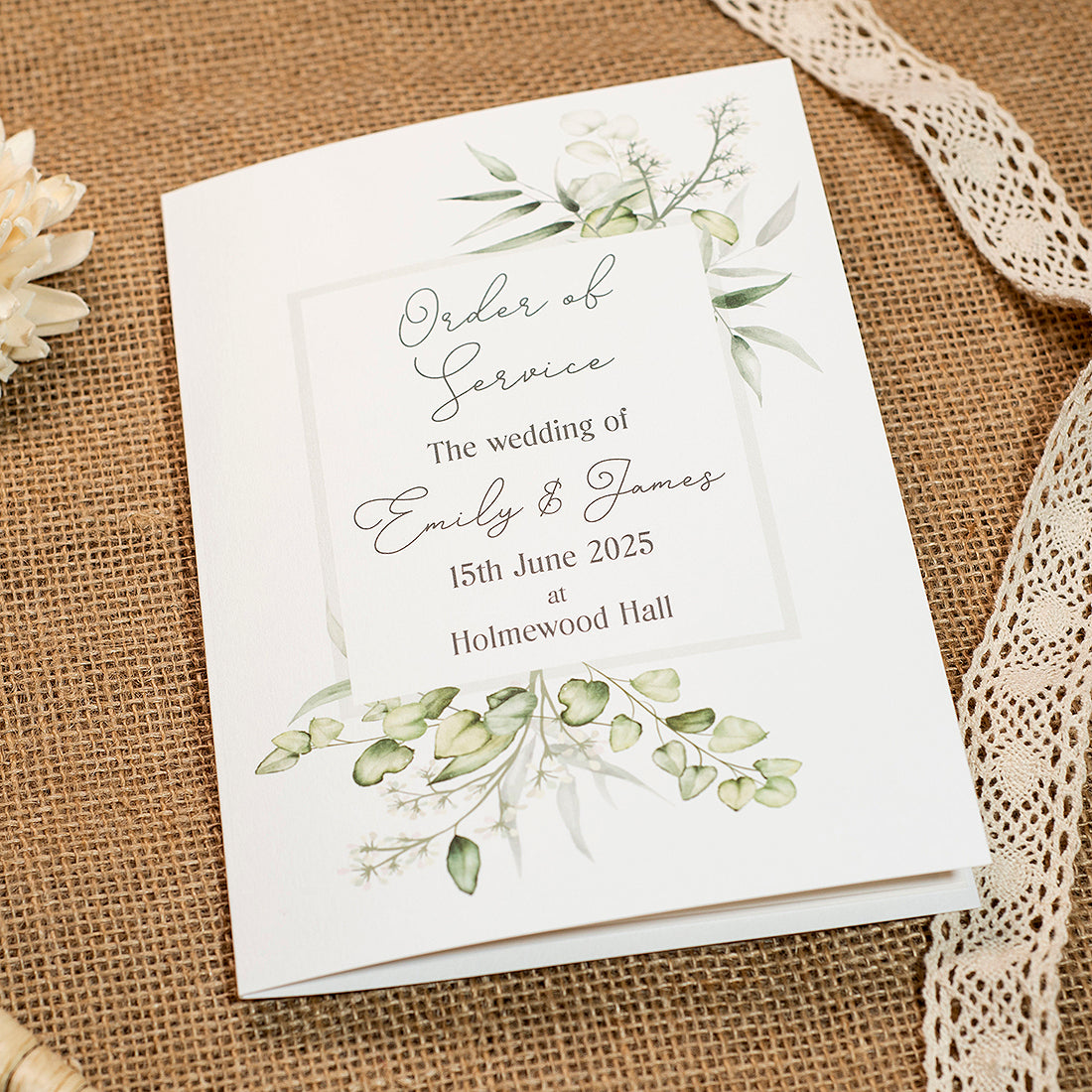 Eucalyptus Order of Service or Day Booklet-Weddings by Lumi