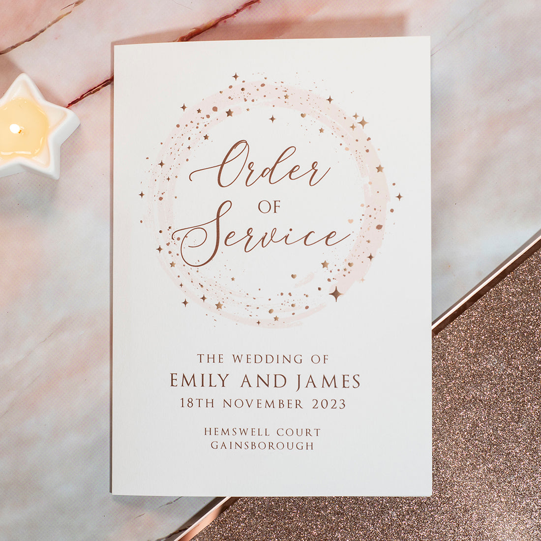 Sparkly Circle Order of Service or Day Booklet-Weddings by Lumi