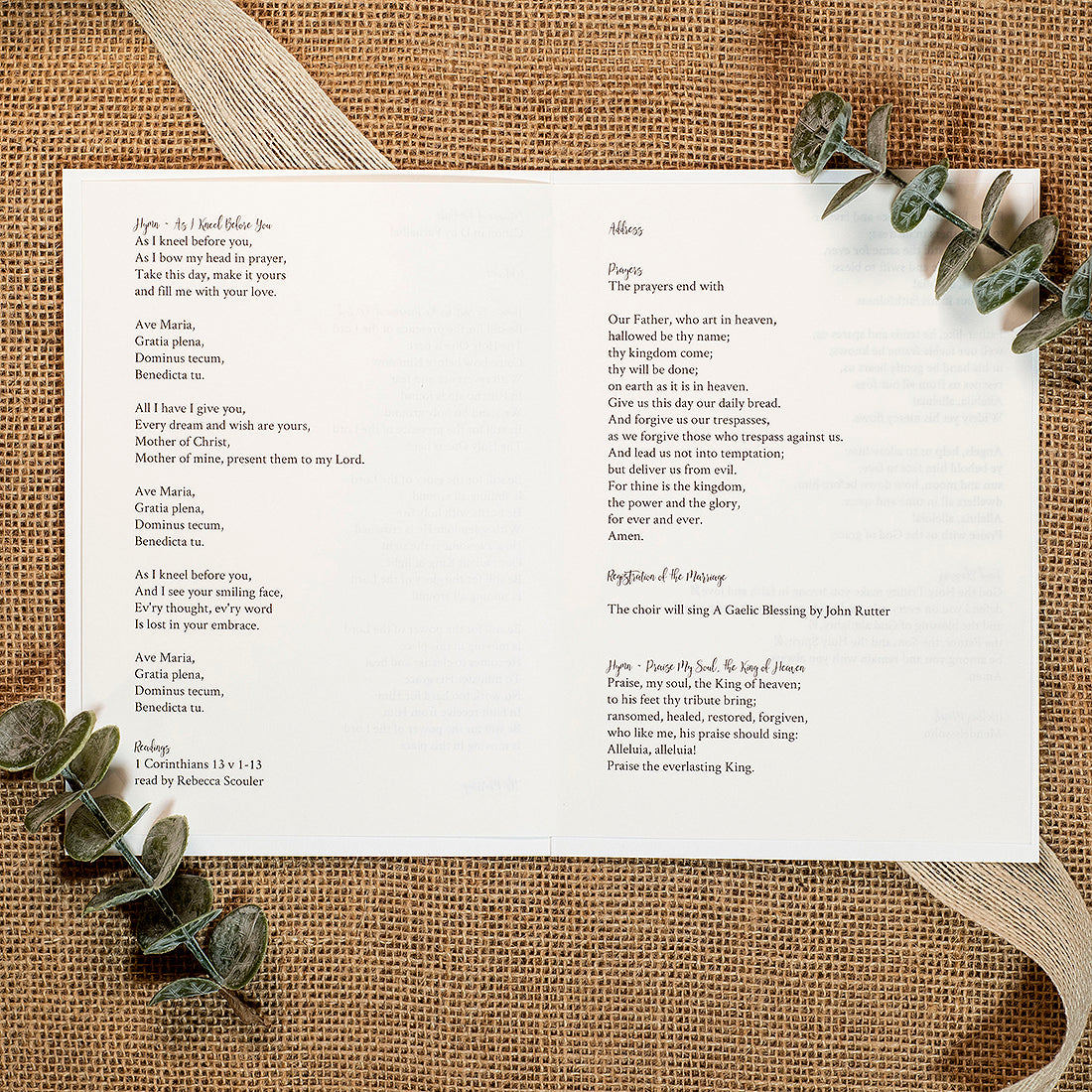 Botanical Wreath Order of Service or Day Booklet-Weddings by Lumi