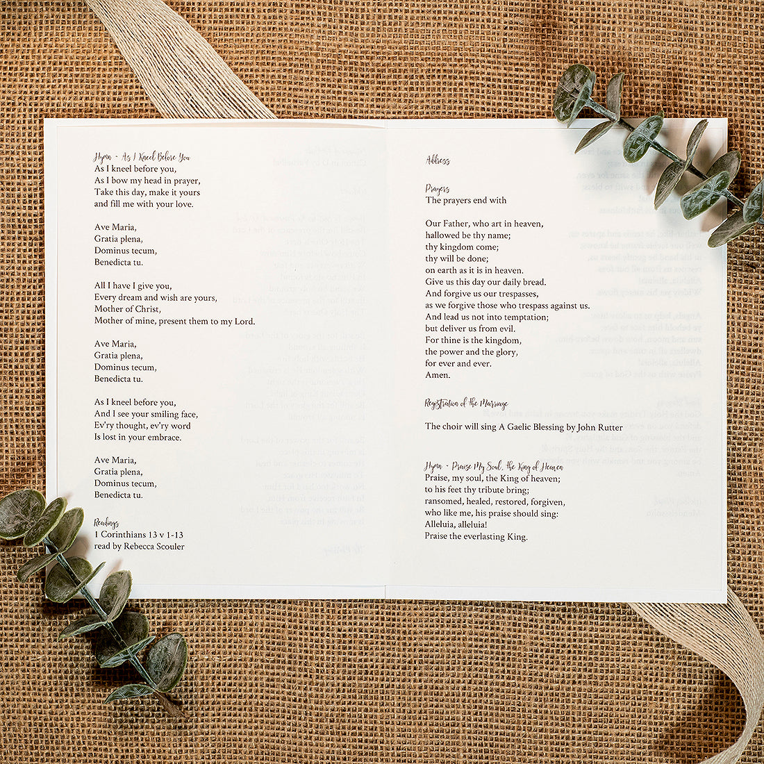 Botanical Wreath Order of Service or Day Booklet – Weddings by Lumi