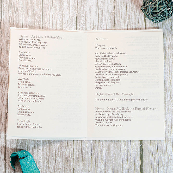 Elegance Order of Service or Day Booklet – Weddings by Lumi