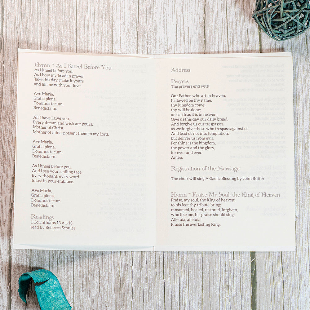 Elegance Order of Service or Day Booklet-Weddings by Lumi