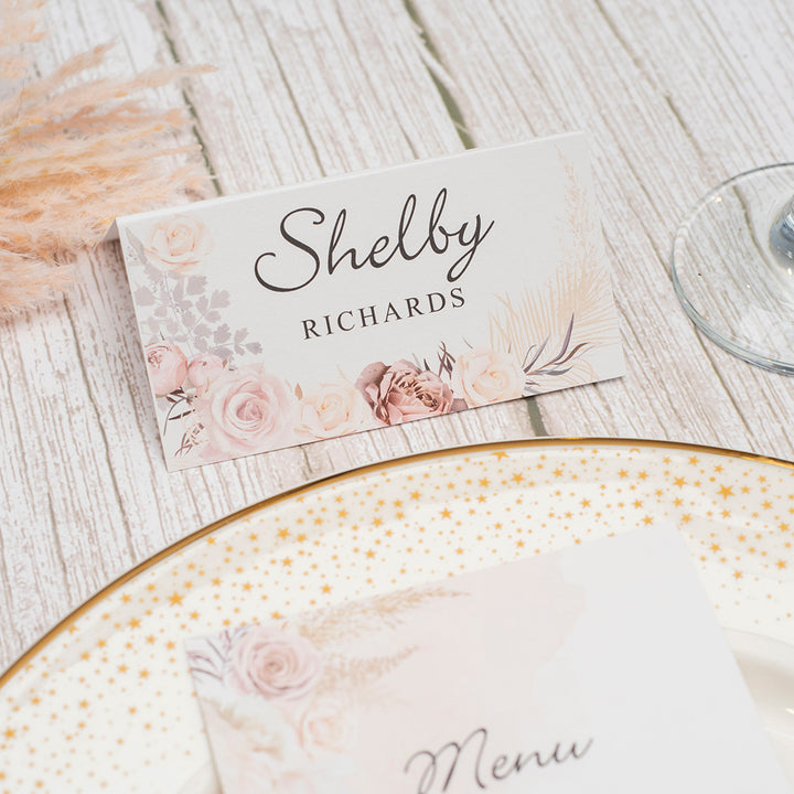 Blush Flowers Place Card-Weddings by Lumi