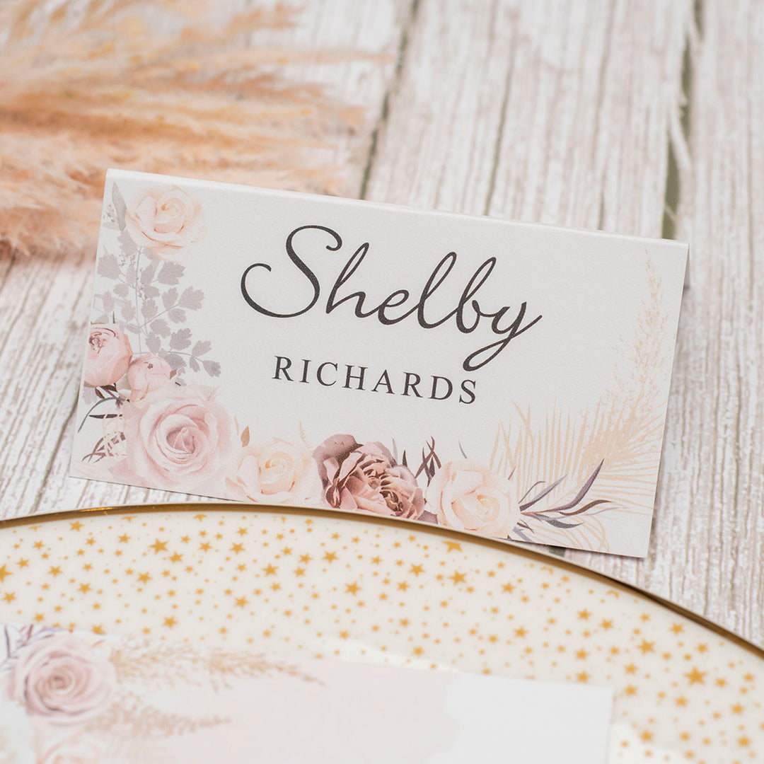 Blush Flowers Place Card-Weddings by Lumi