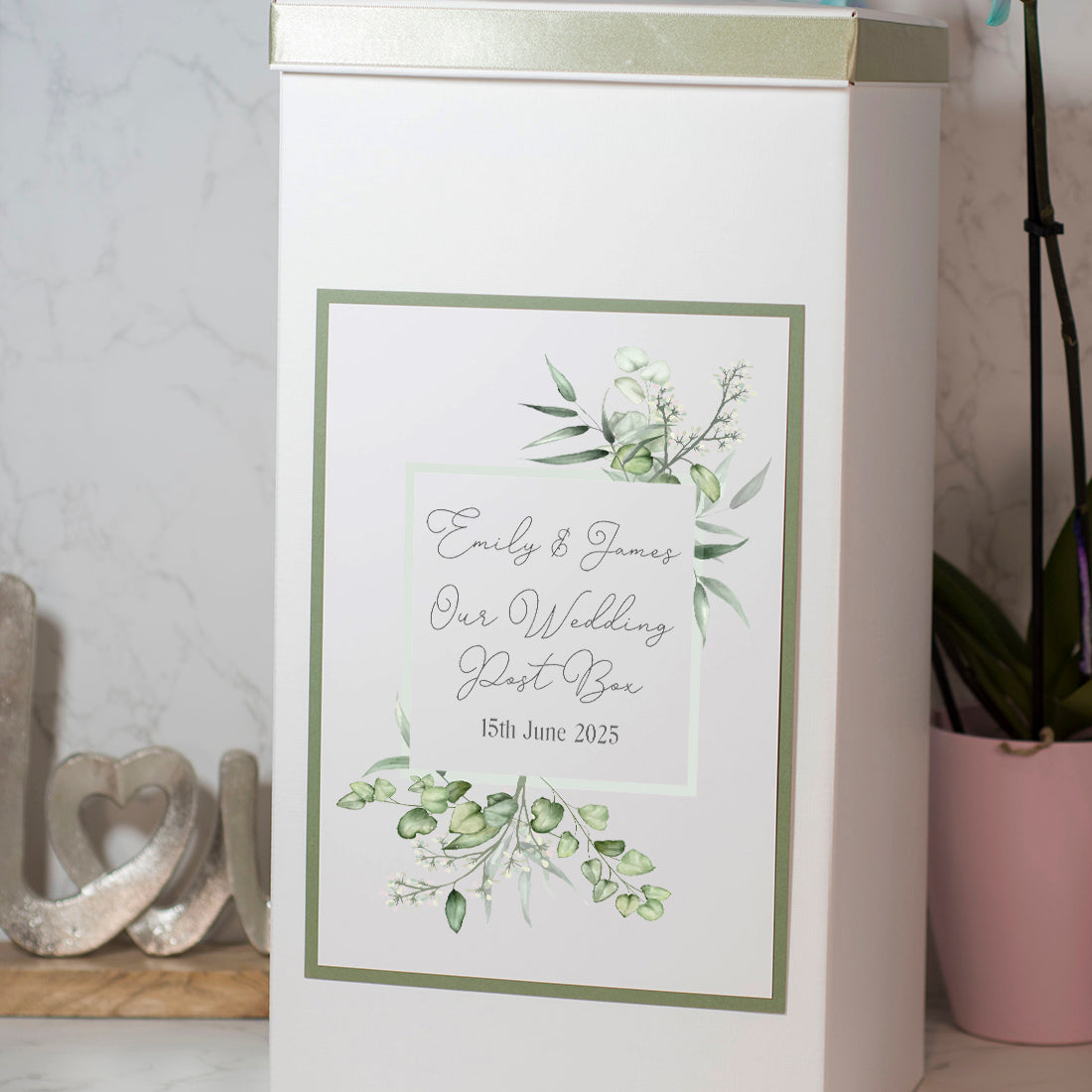 Eucalyptus Wedding Card Post Box-Weddings by Lumi