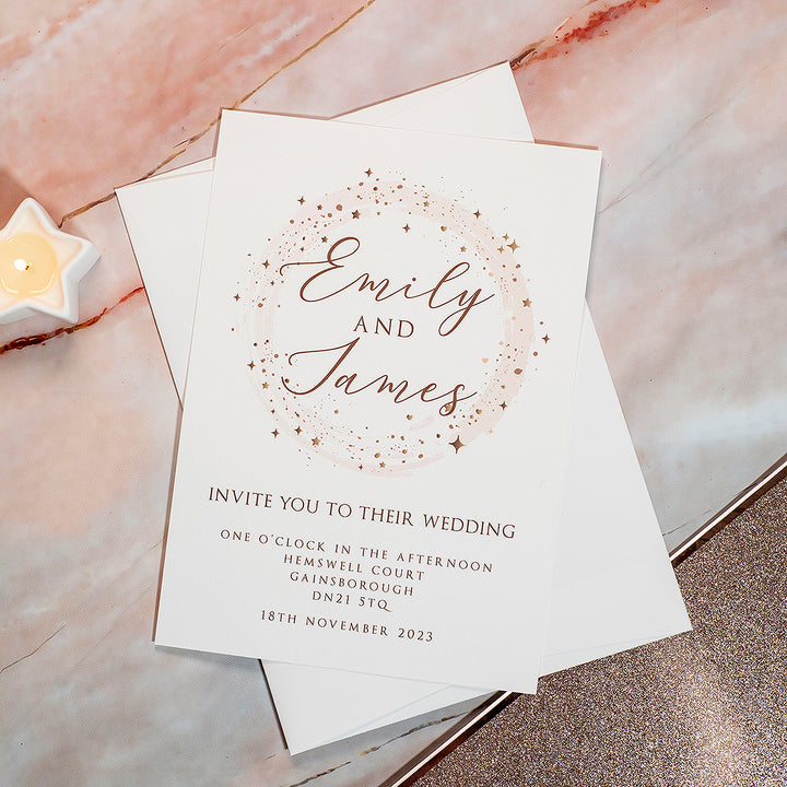 Sparkly Circle A5 Postcard Invitation-Weddings by Lumi