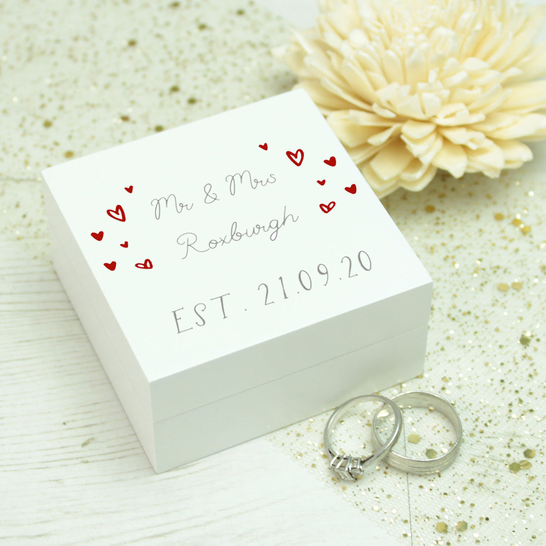 'Little Hearts' Wooden Wedding Ring Box-Weddings by Lumi