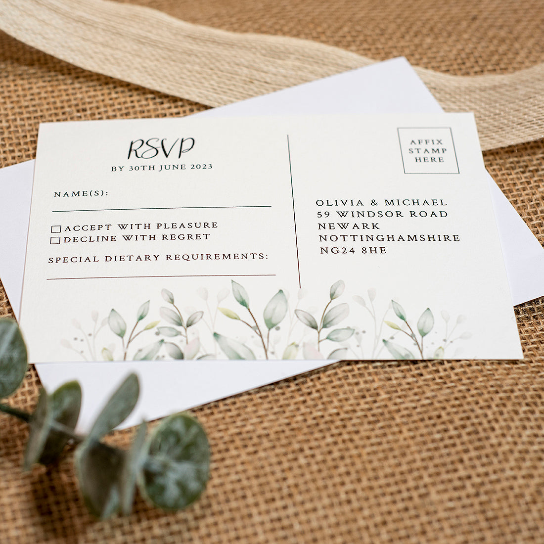 Botanical Wreath A5 Postcard Invitation-Weddings by Lumi
