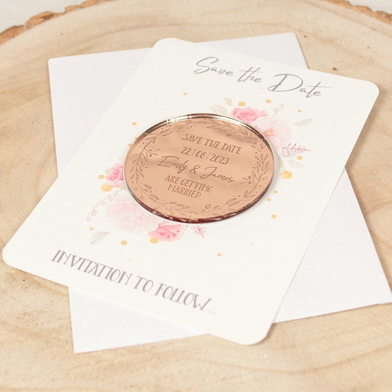 Mirror Circle Frame Save The Date Magnet-Weddings by Lumi