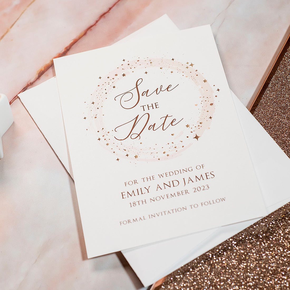 Sparkly Circle Save the Date Card-Weddings by Lumi