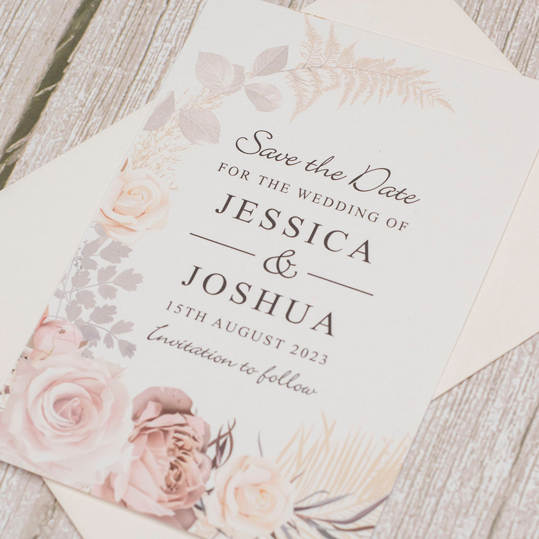 Blush Flowers Save the Date Card-Weddings by Lumi