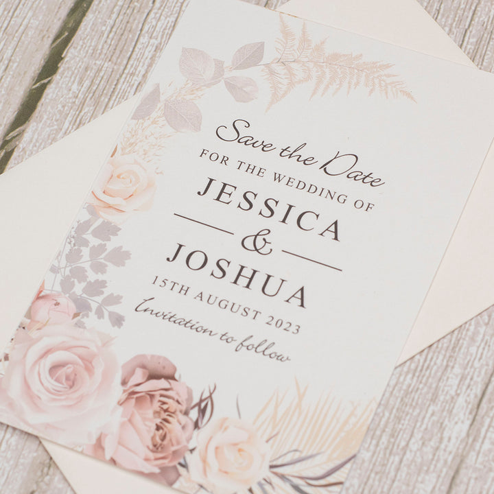 Blush Flowers Save the Date Card-Weddings by Lumi