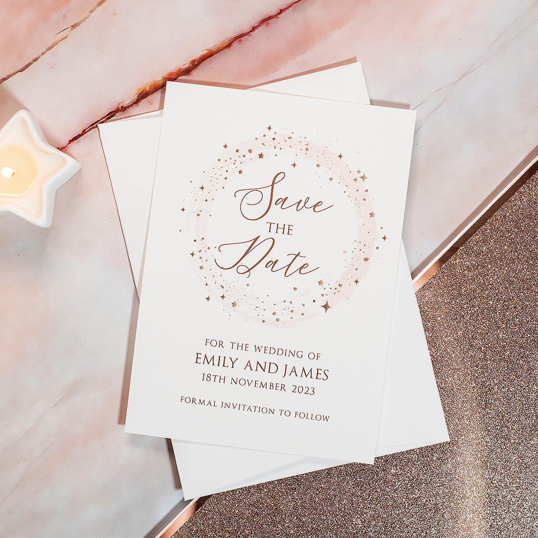 Sparkly Circle Save the Date Card-Weddings by Lumi