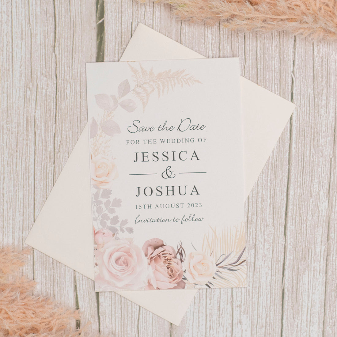 Blush Flowers Save the Date Card-Weddings by Lumi