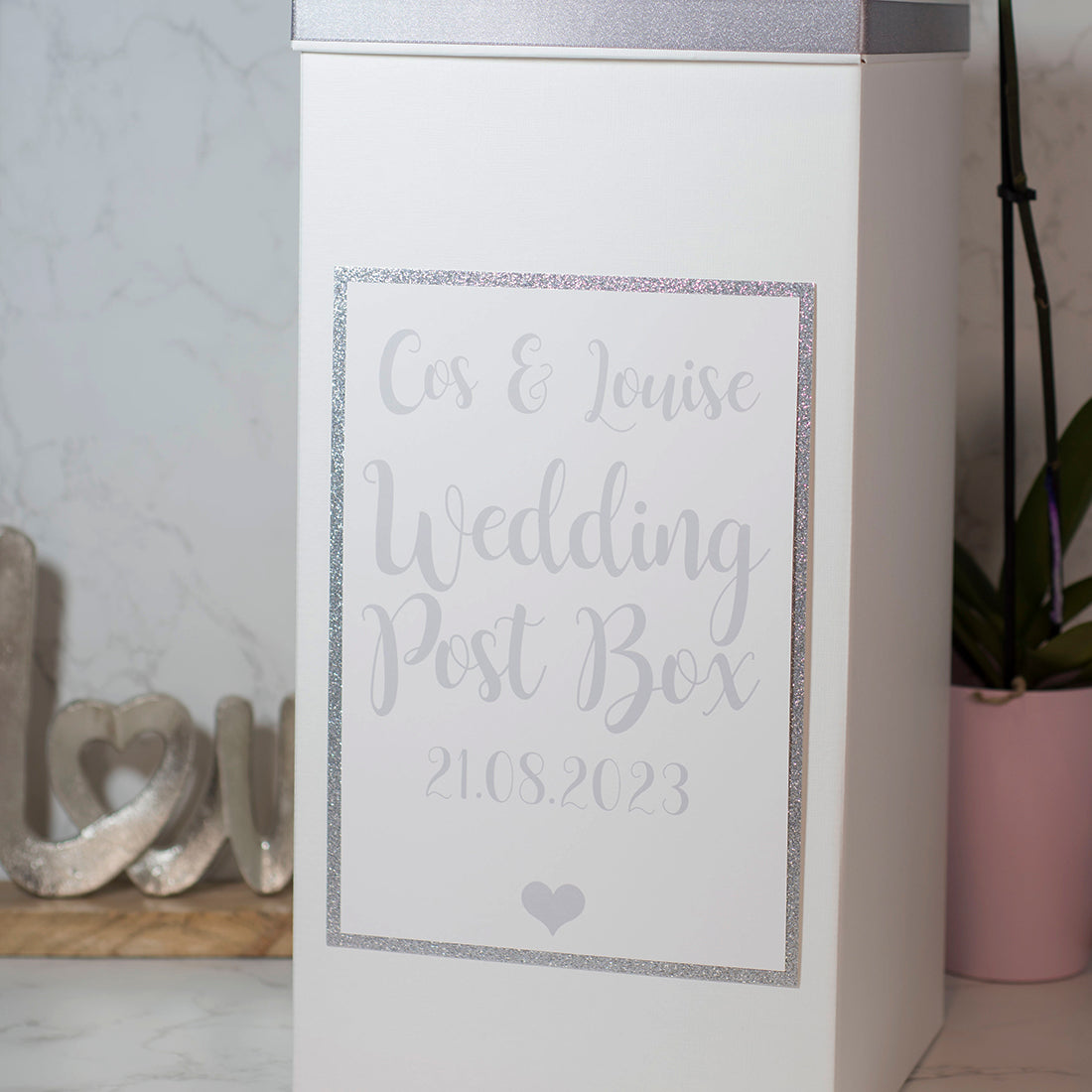 Silver Sparkle Glitter Wedding Post Box-Weddings by Lumi