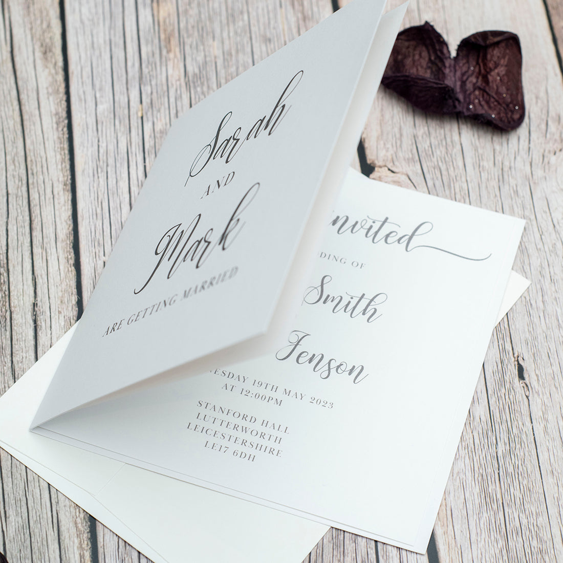 Classic Script Single Fold Invitation-Weddings by Lumi