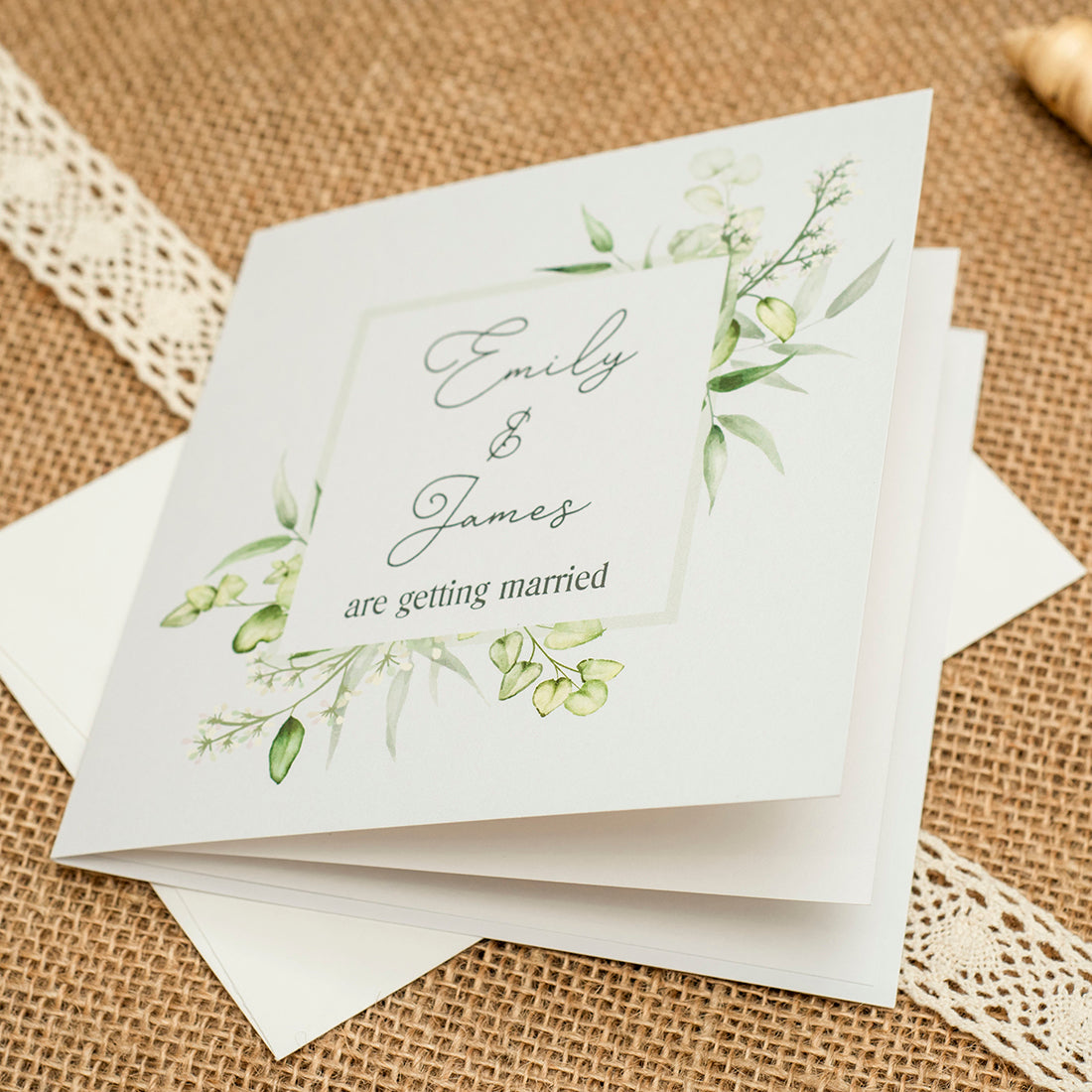 Eucalyptus Single Fold Invitation-Weddings by Lumi