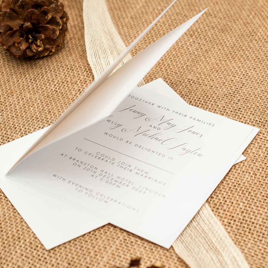 Winter Fern Single Fold Invitation-Weddings by Lumi